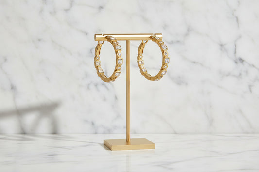 Cut Stone CZ Hoop Earring