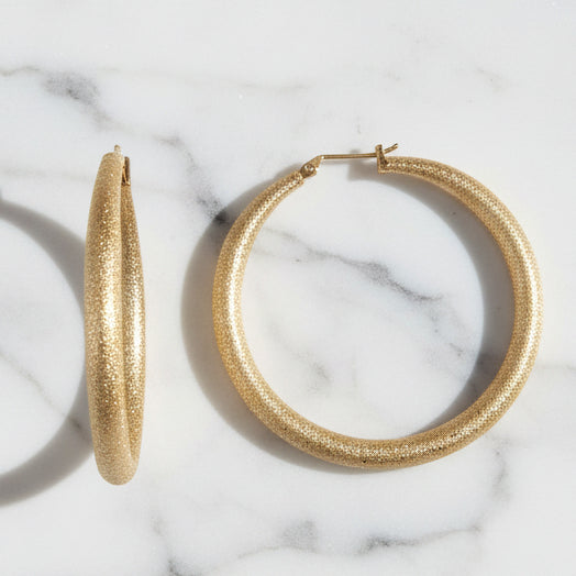 Large Gold Sparkly Hoop Earring