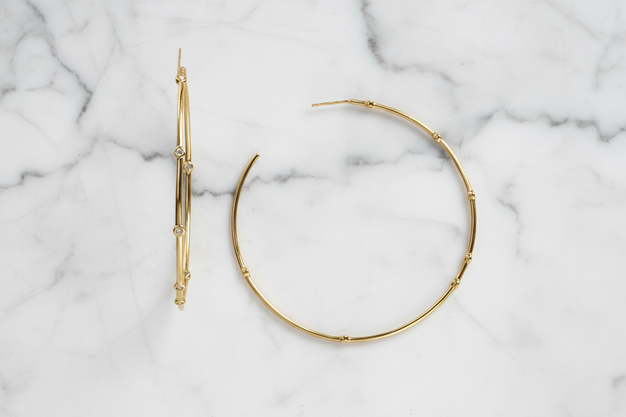 Large Thin CZ Hoop Earring
