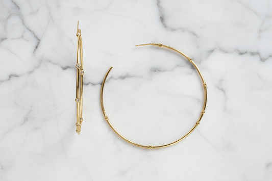 Large Thin CZ Hoop Earring