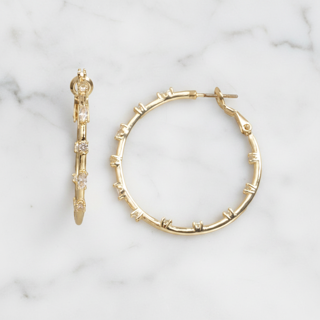Medium CZ Hoop Earrings
