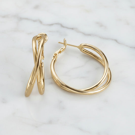 Medium Shiny Cross Over Hoop Earring