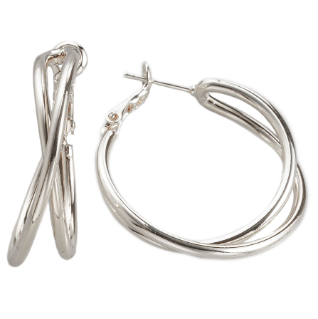 Medium Shiny Cross Over Hoop Earring
