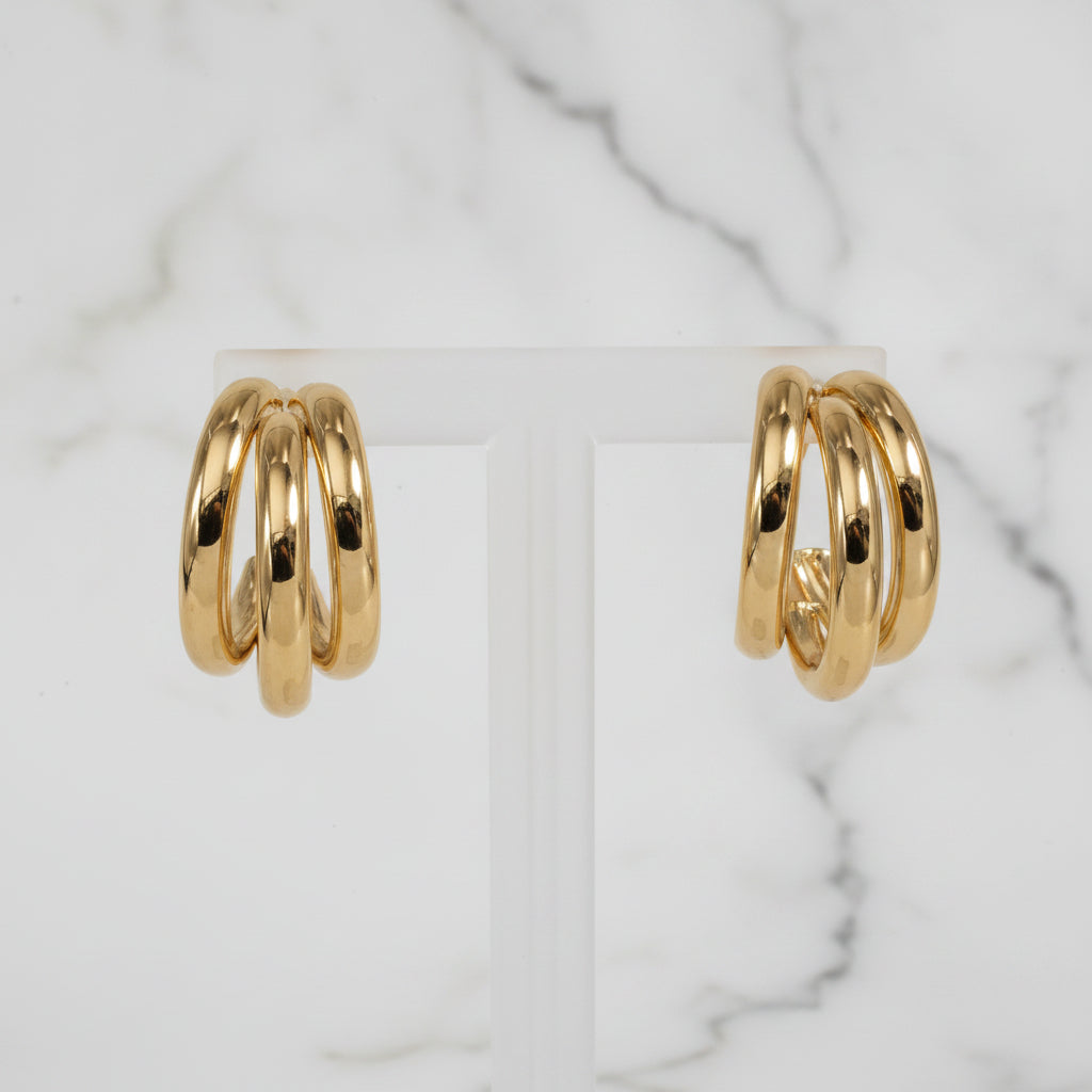 Small Shiny 3-Hoop Earring