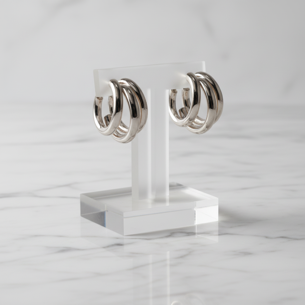 Small Shiny 3-Hoop Earring