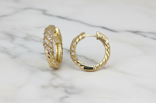 Small Swirl Hoop Earrings w/ CZs