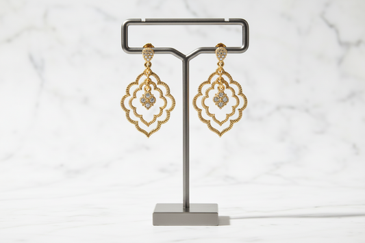 Floating Gold Earring w/ CZs