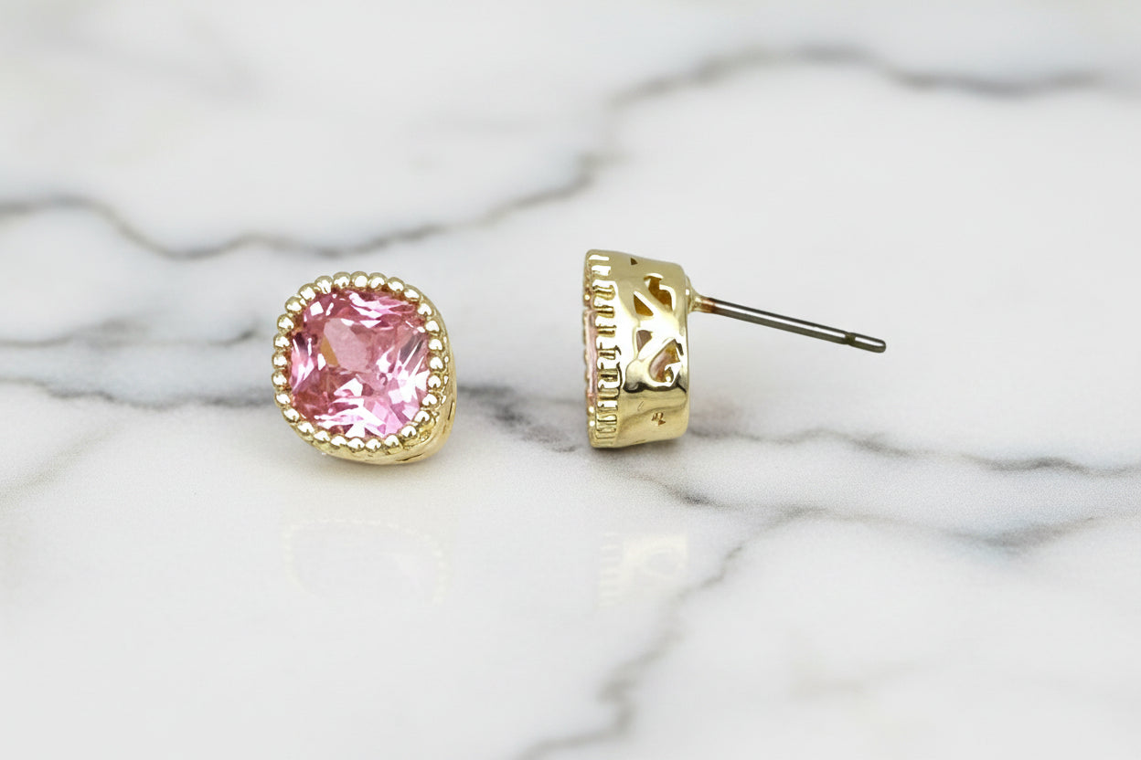 Tiny CZ Square Post Earring