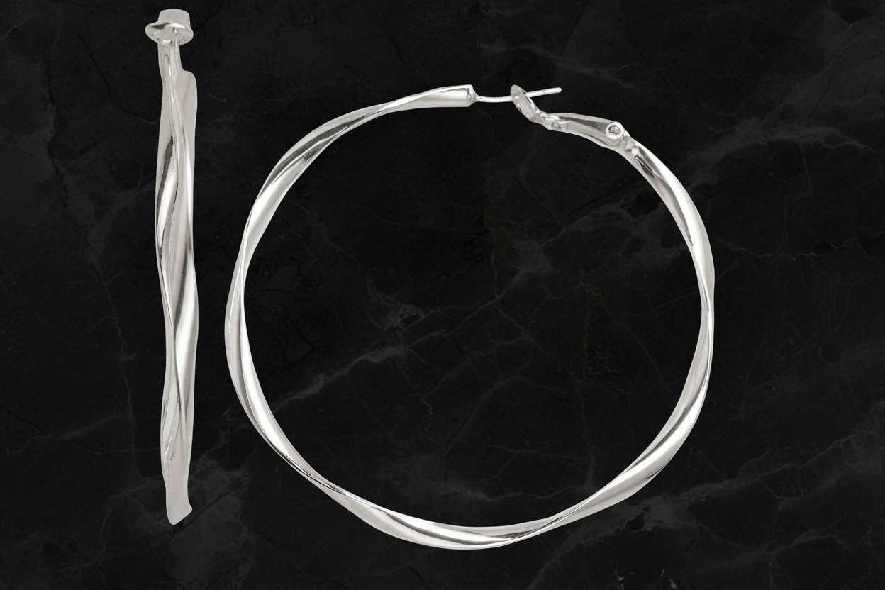 Large Shiny Twisted Hoop Earrings