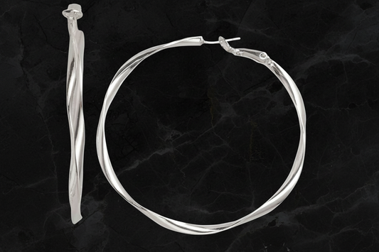Large Shiny Twisted Hoop Earrings