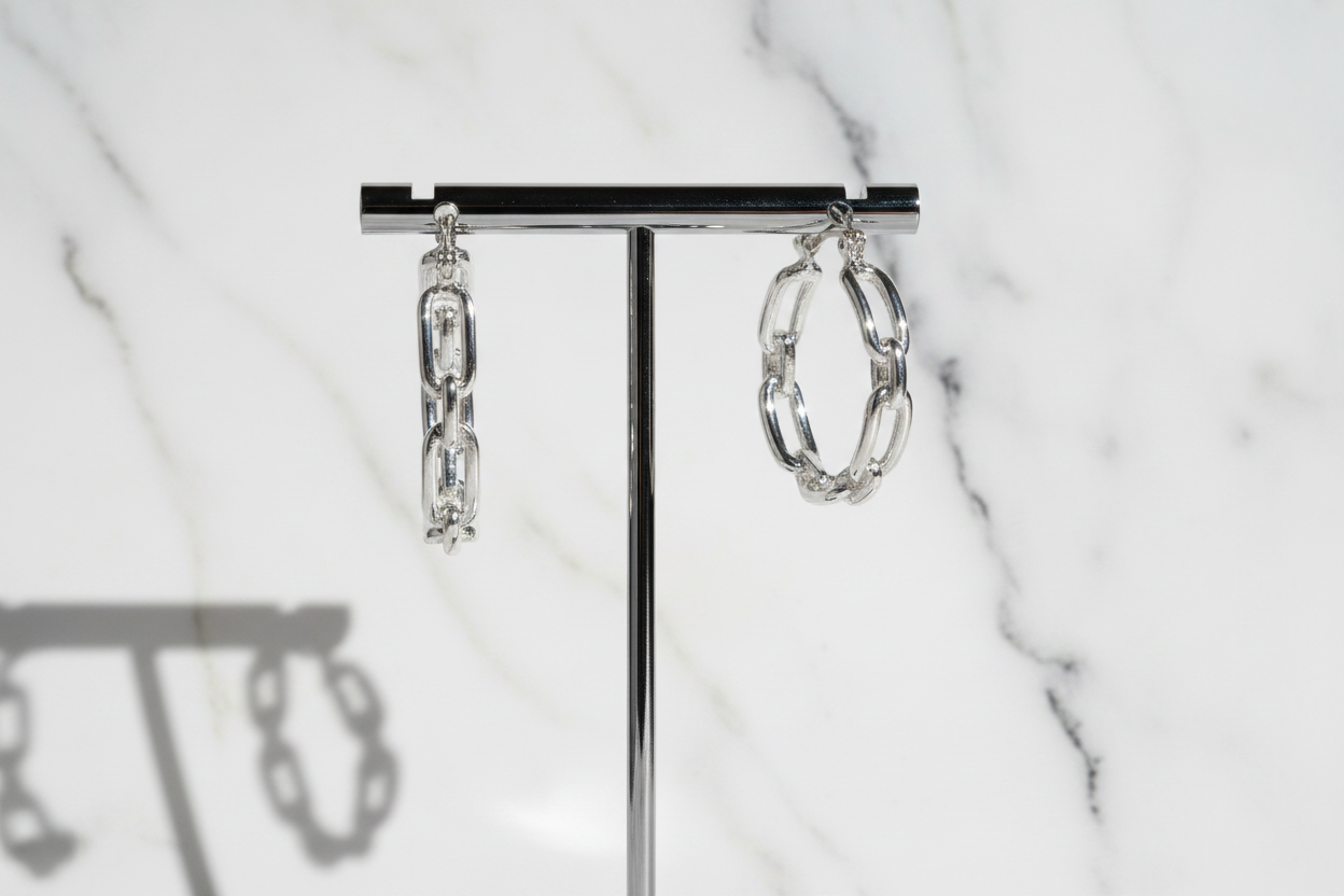 Medium Paper Clip Link Hoop Earring