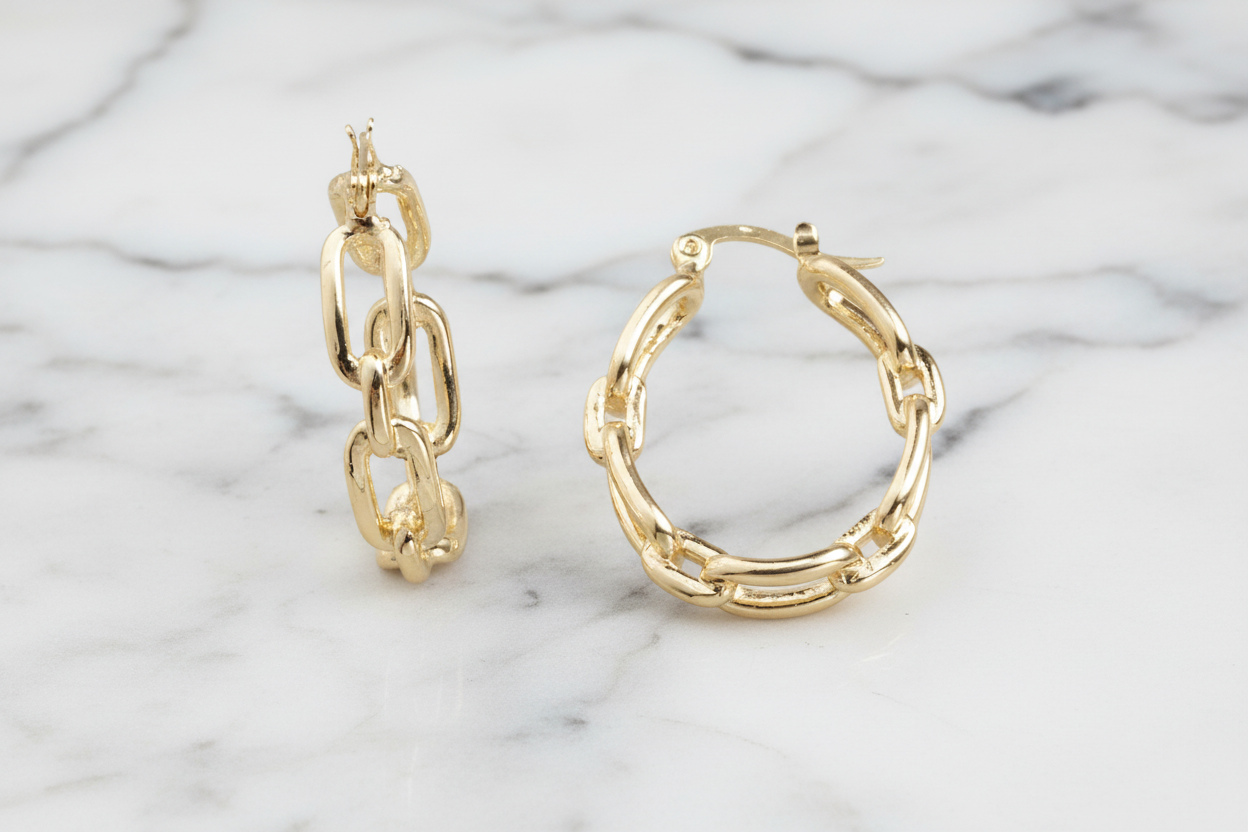 Medium Paper Clip Link Hoop Earring