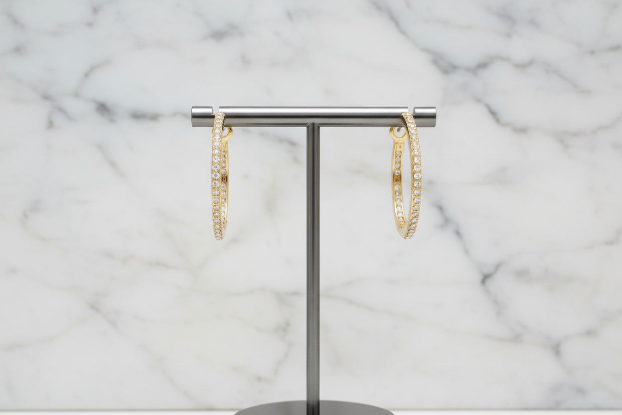 Medium Thin CZ Hoop Earring