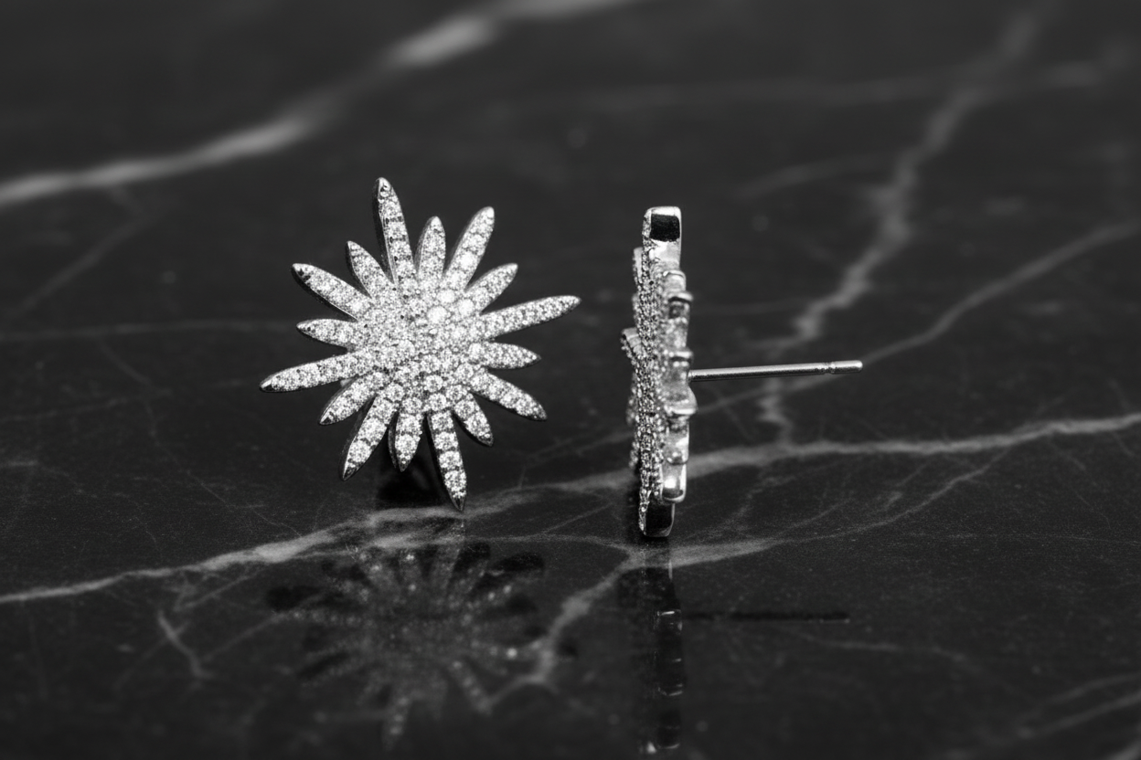 Pave Round Star Earring