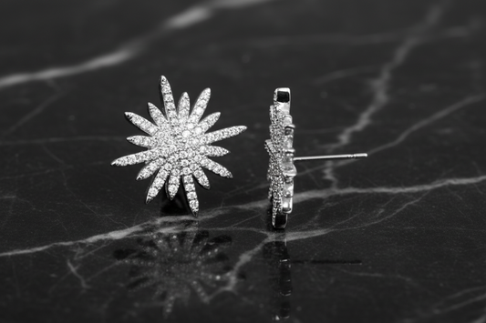 Pave Round Star Earring