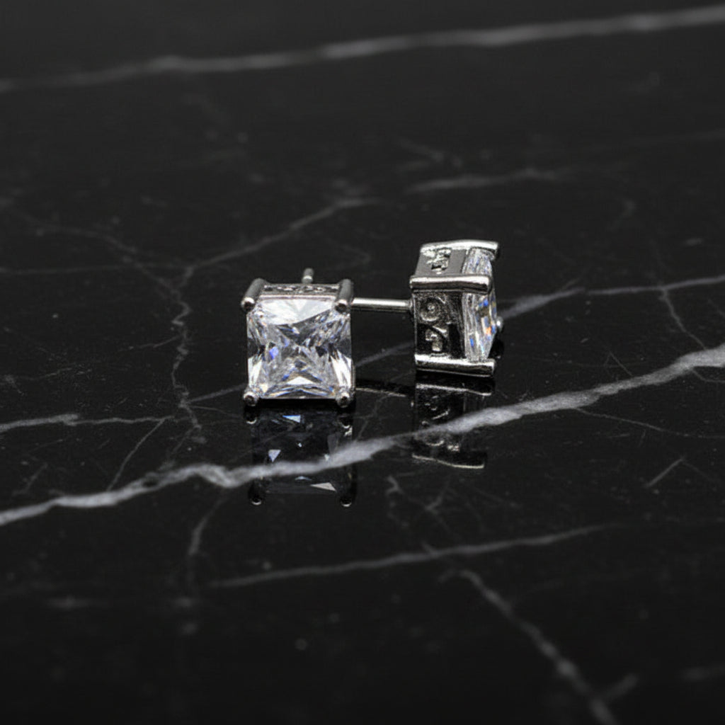 Princess Cut CZ Stud Earrings