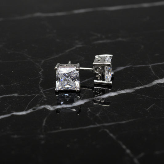 Princess Cut CZ Stud Earrings