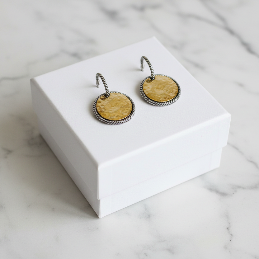 Hammered Round Dangle Earring