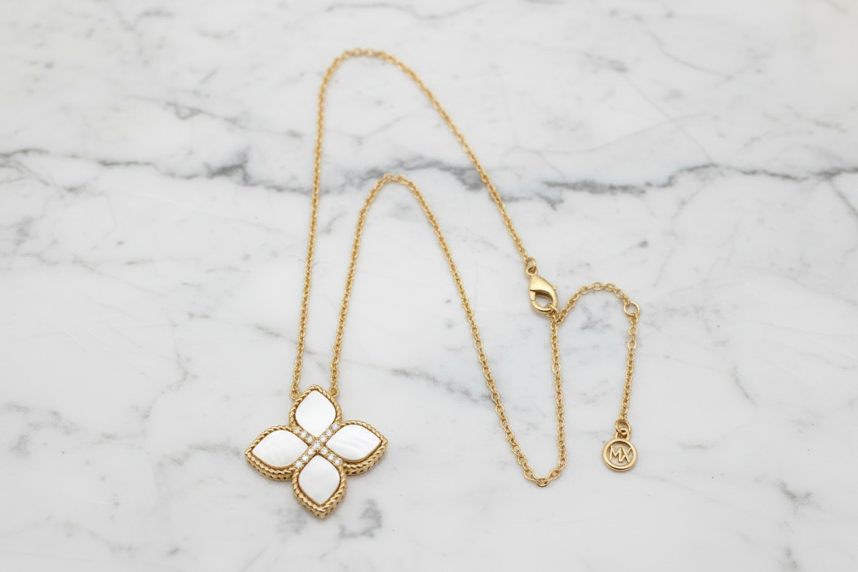 Gold MOP Clover Necklace