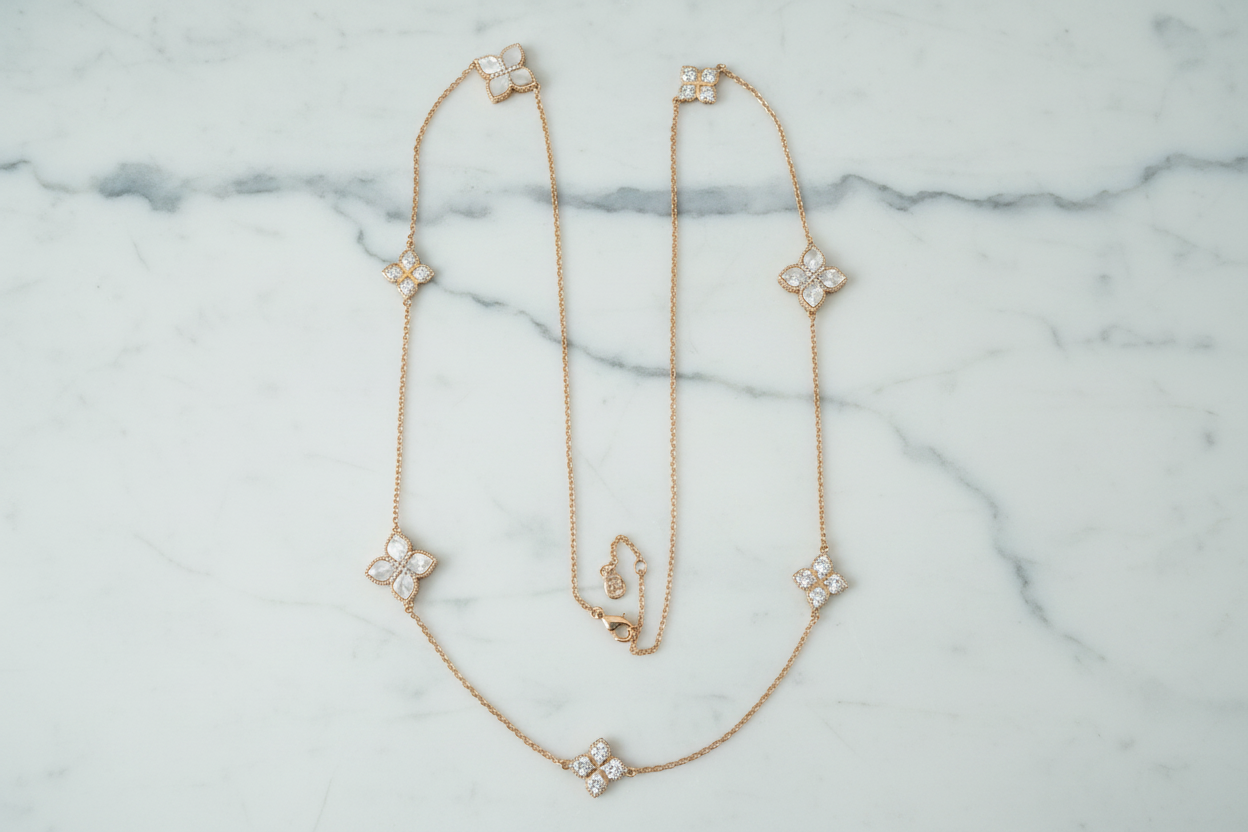 Gold MOP Clover Necklace