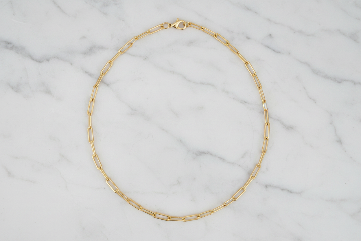 Gold Paper Clip Chain Necklace