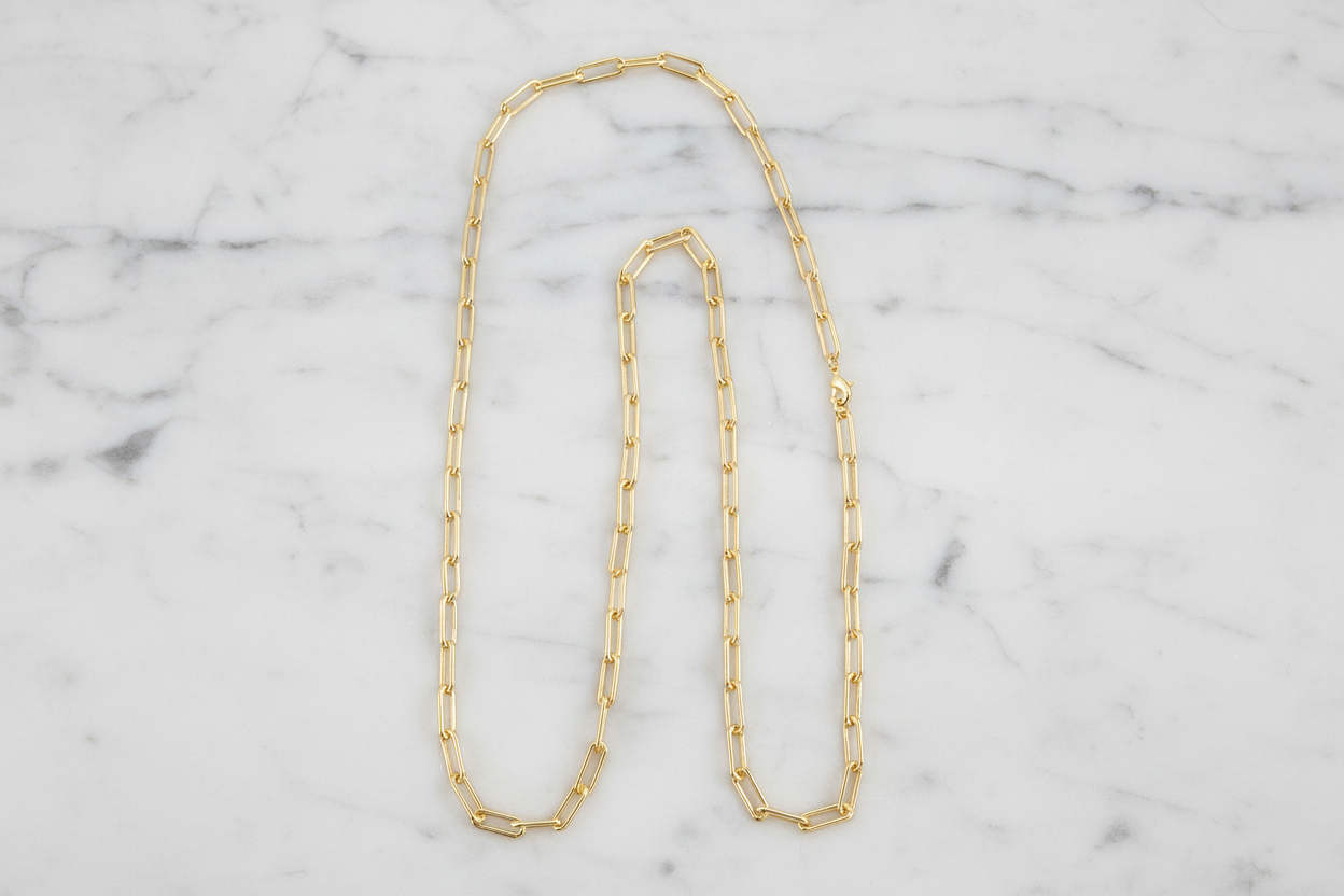 Gold Paper Clip Chain Necklace