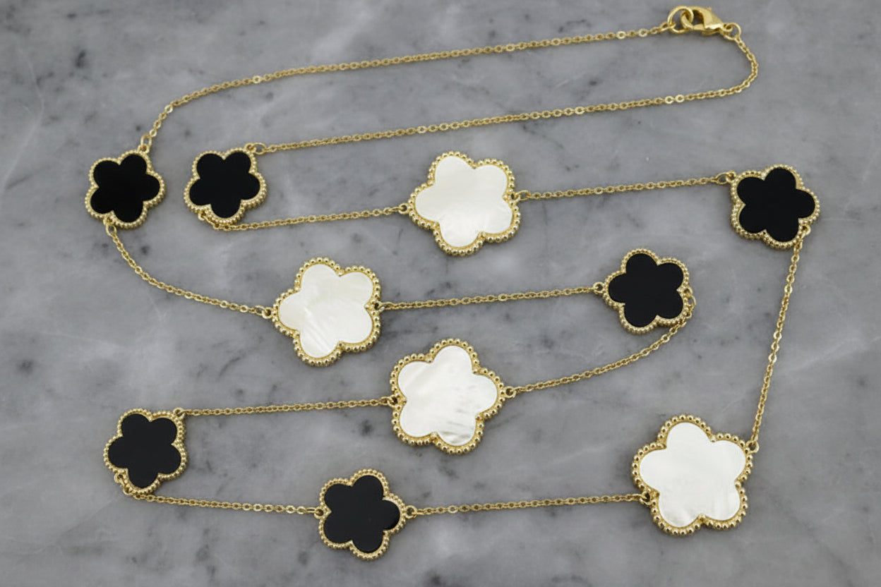 Gold Necklace w/ Flowers - 36"