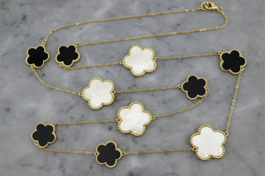 Gold Necklace w/ Flowers - 36"