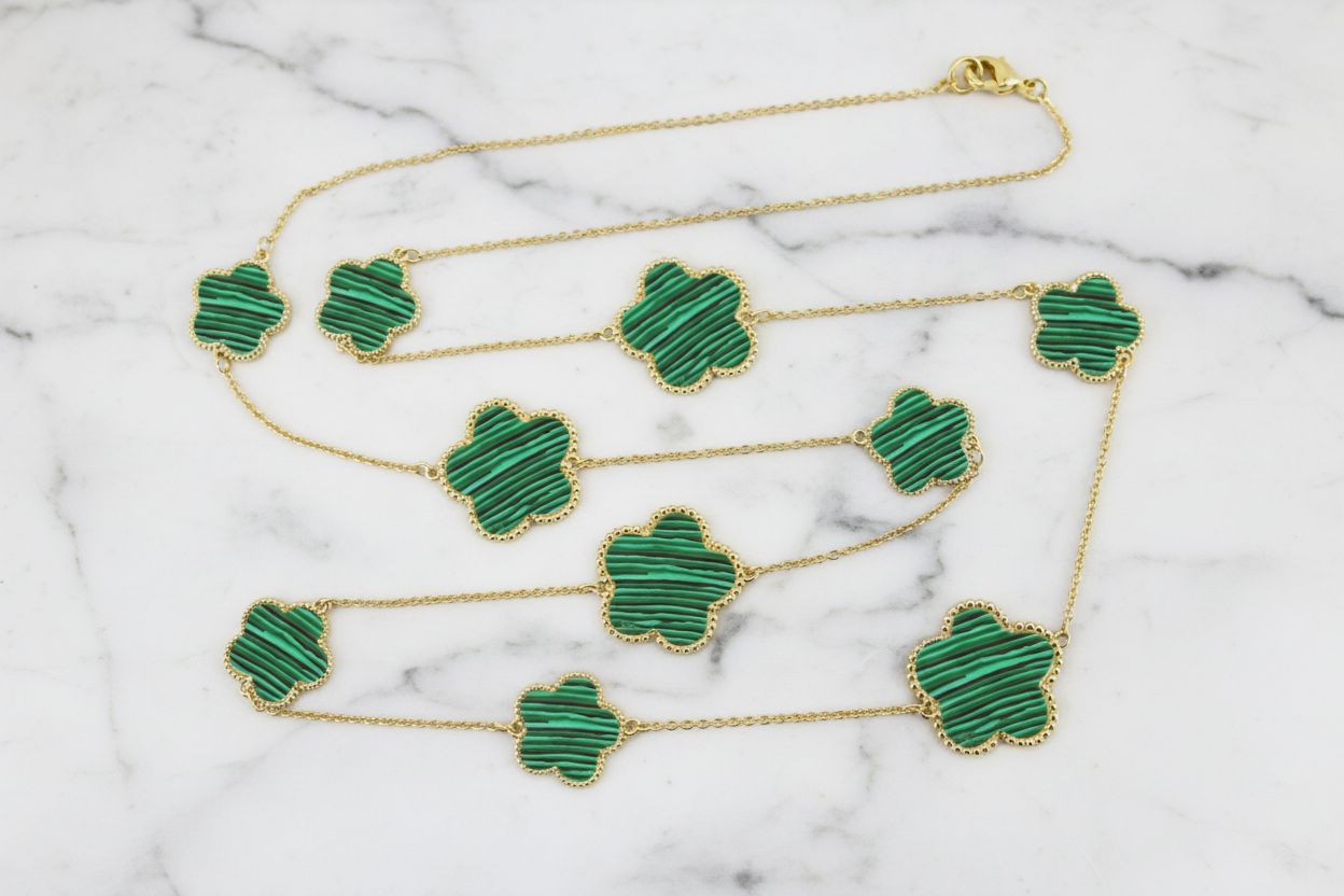 Gold Necklace w/ Flowers - 36"