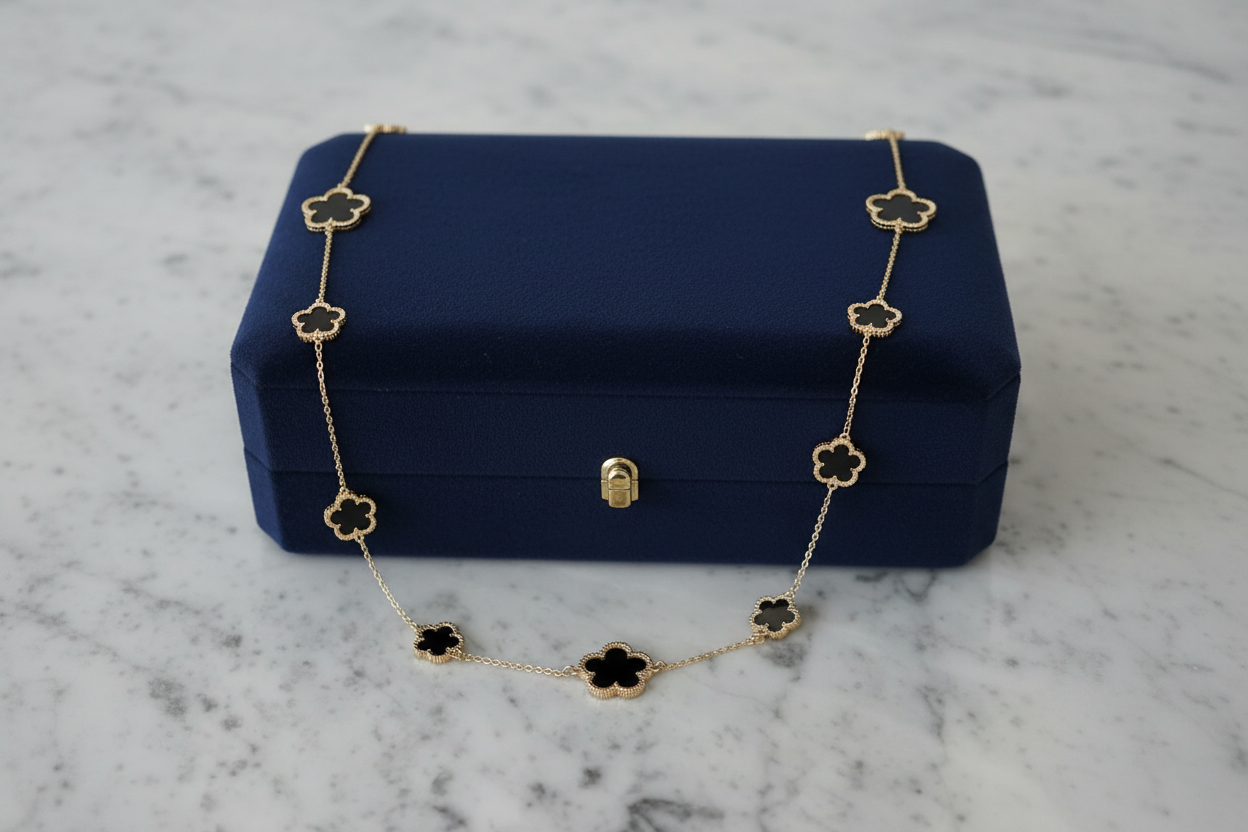Gold Necklace w/ Flowers - 36"