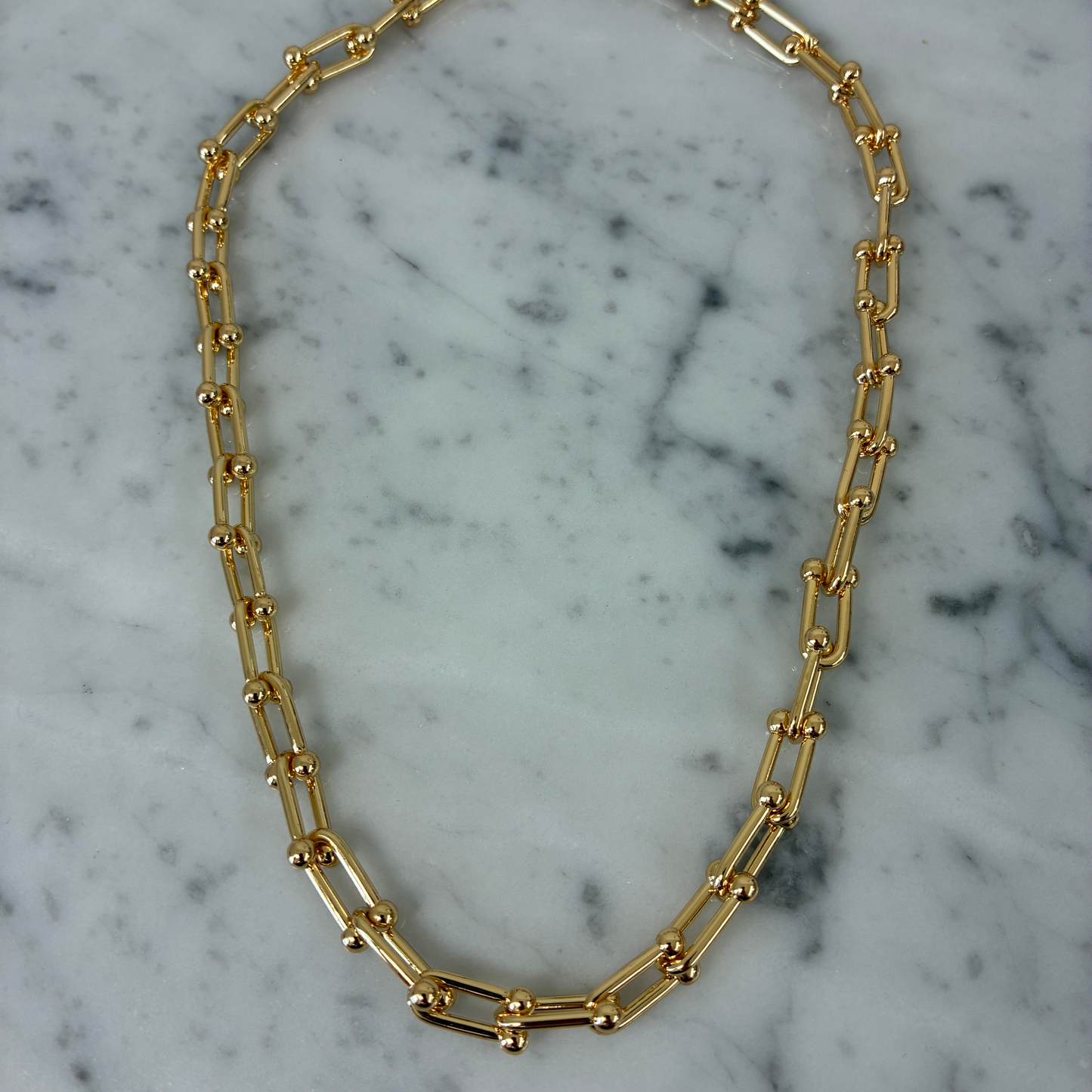 Gold Funky Link Necklace - 18"