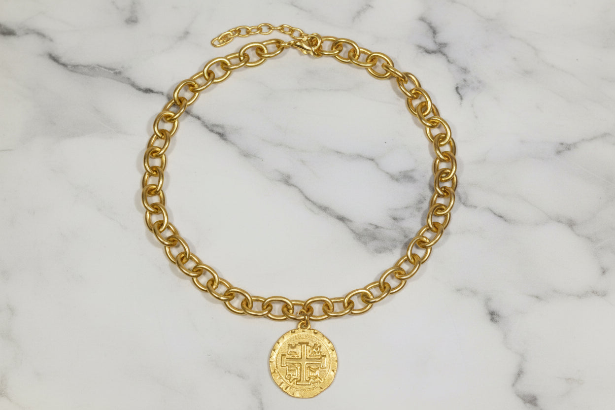 Matte Gold Coin Necklace