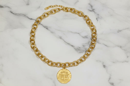 Matte Gold Coin Necklace