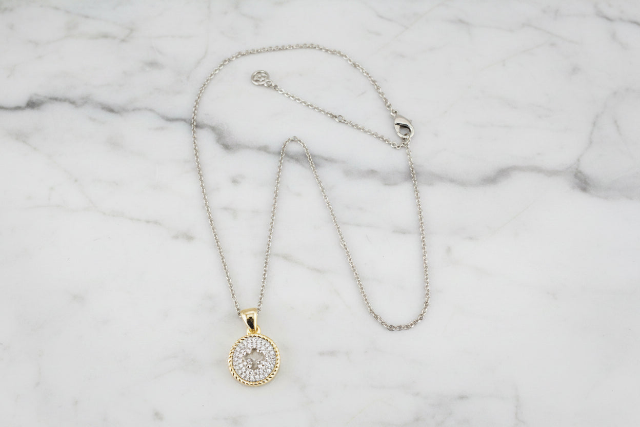 Small Cut Out Pave Cross Necklace