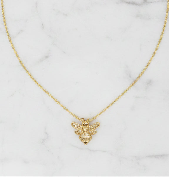 Small Gold Bee Necklace - 16"