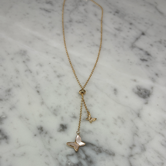 Tiny Gold Chain Dangle Butterflies Necklace