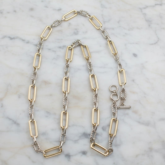 Two Tone Chain Link Necklace - 36"