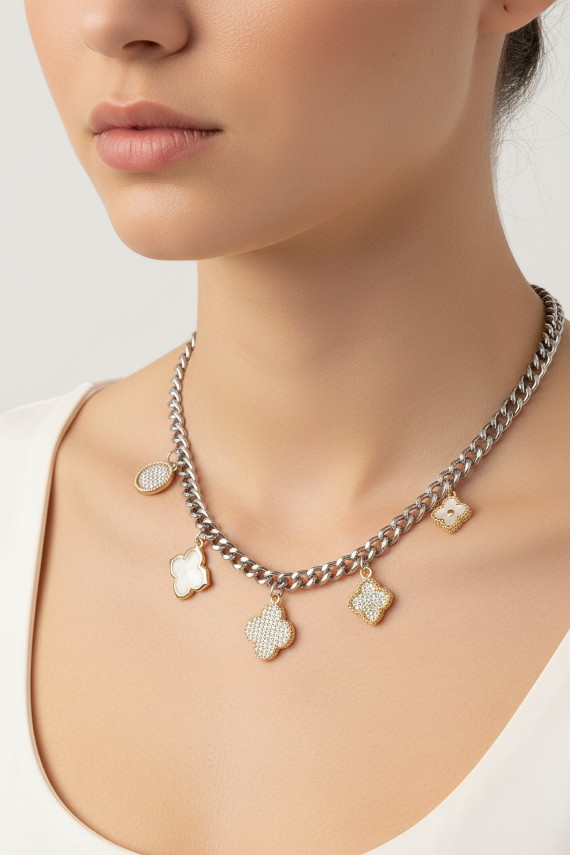 Two Tone Chain Necklace w/ Charms