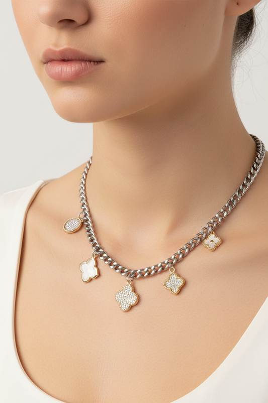 Two Tone Chain Necklace w/ Charms