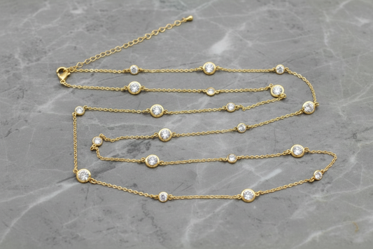 Lorena CZs by the Yard necklace featuring sparkling cubic zirconia accents on a delicate chain.