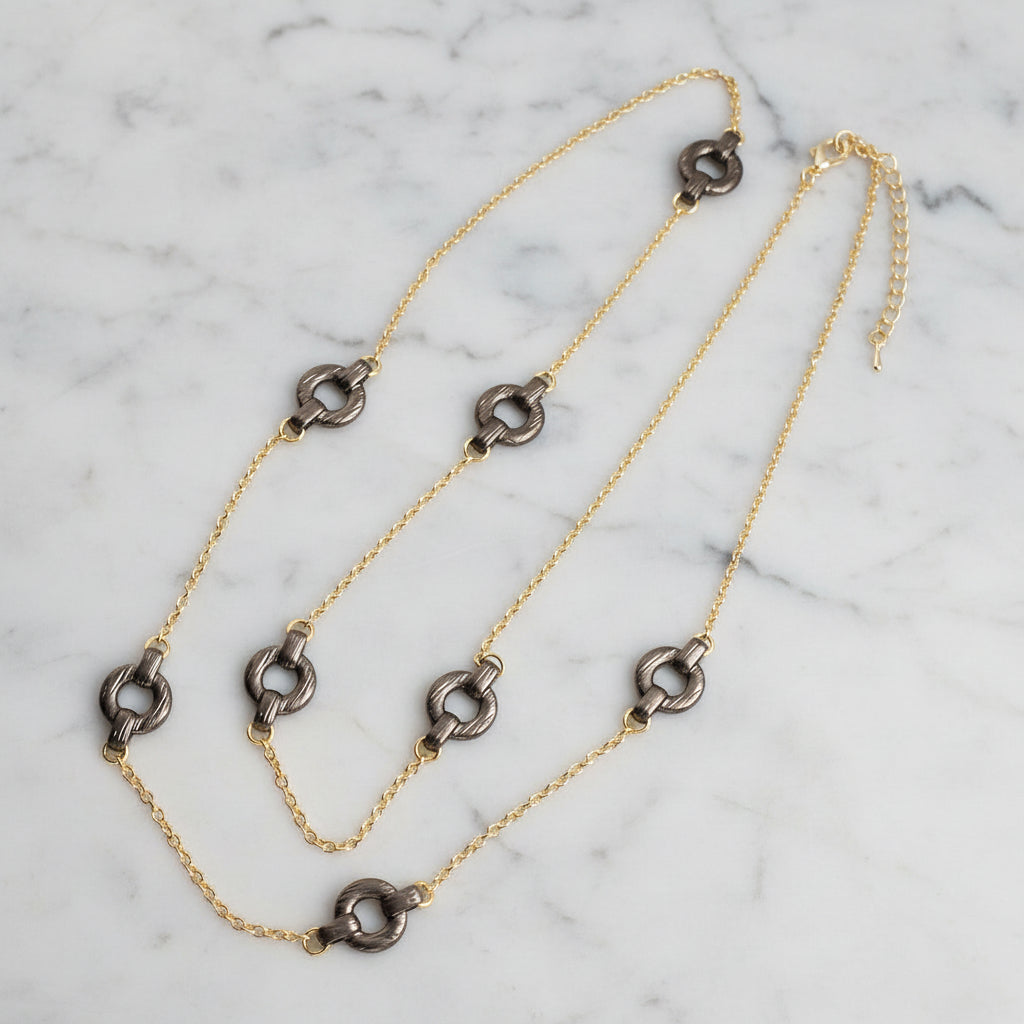 Matte Gold Necklace w/ Links - 36"