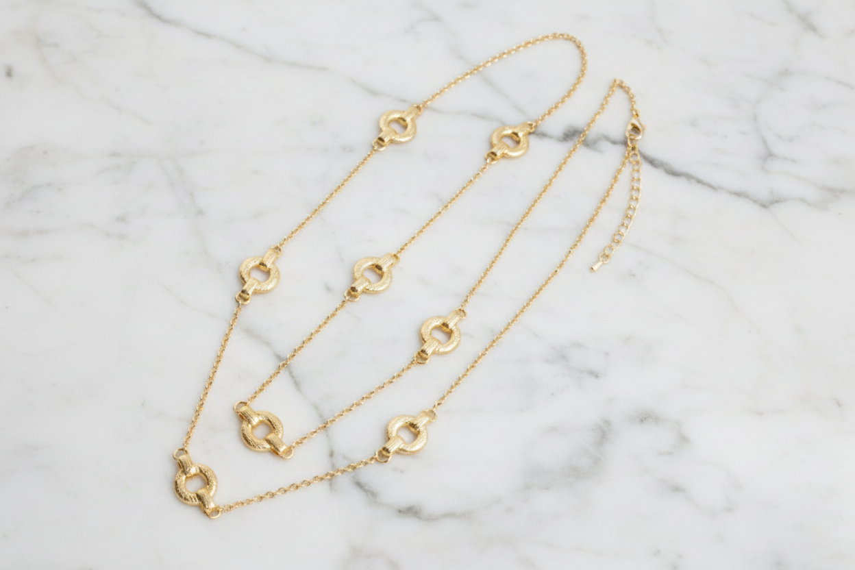 Matte Gold Necklace w/ Links - 36"