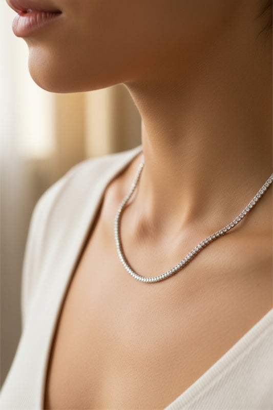 CZ Tennis Necklace - 18"