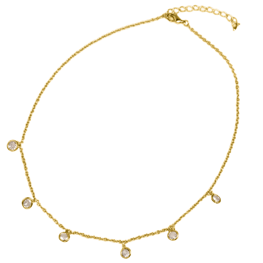 Lorena Dangle CZ Necklace, 16-inch silver-tone jewelry with sparkling cubic zirconia stones, featuring a dangling design.