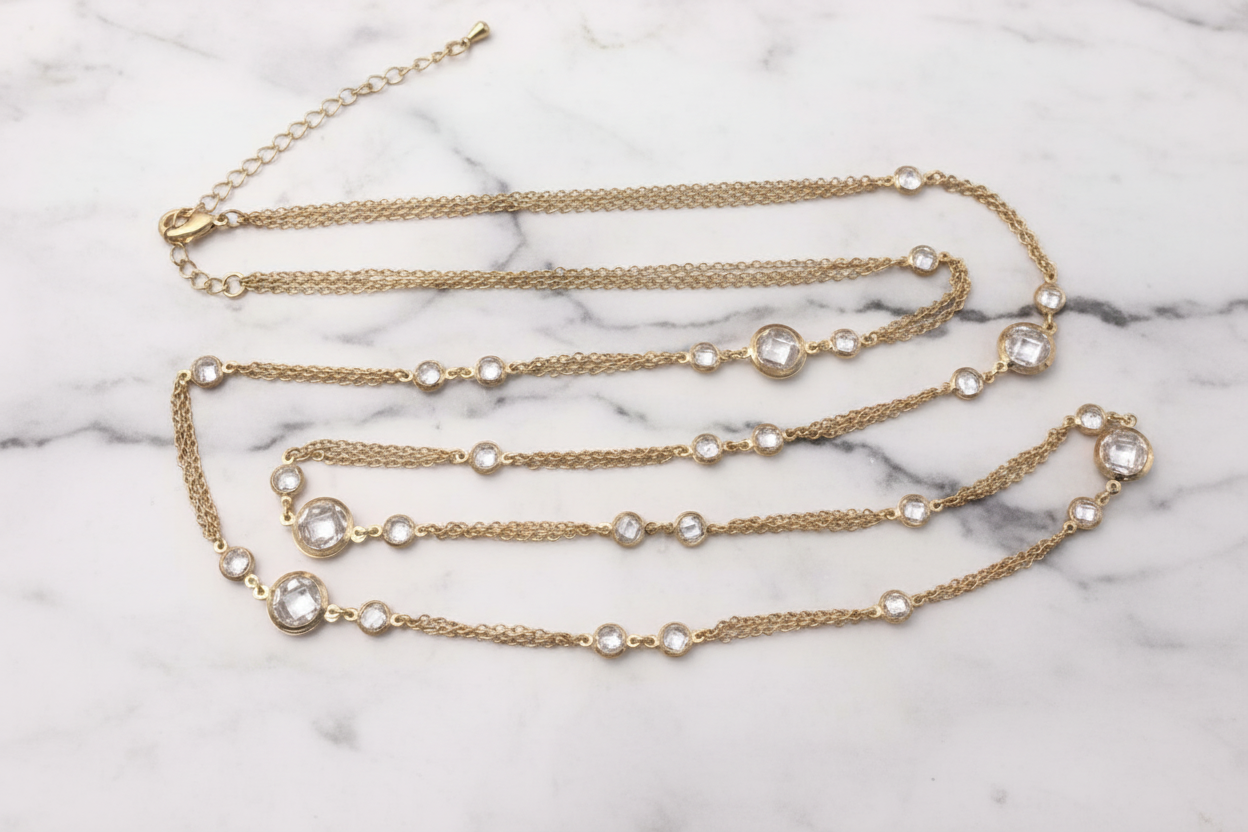 Multi Strand CZ Necklace - 36"