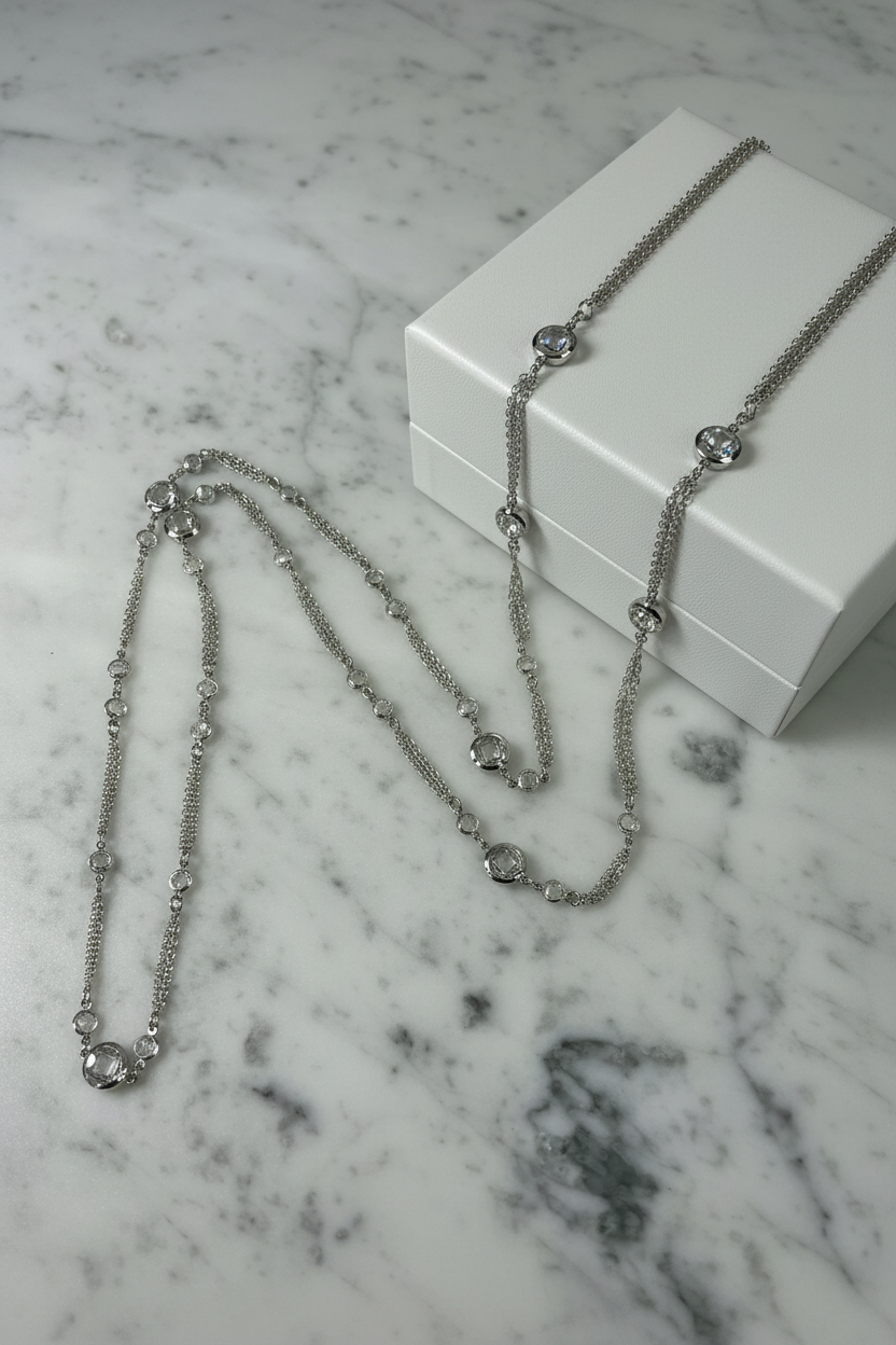 Multi Strand CZ Necklace - 36"