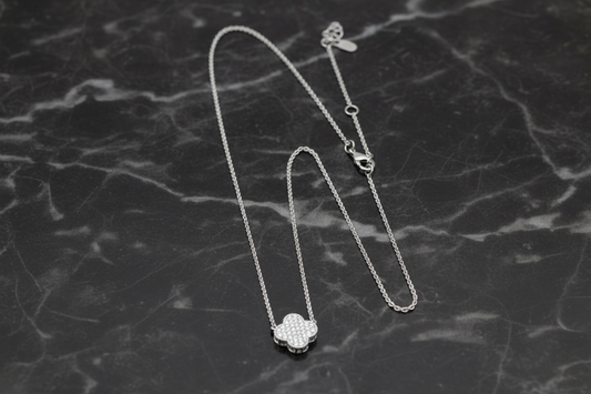 Small Pave Clover Necklace