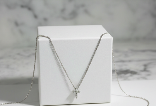 Tiny CZ Cross Necklace - 16"