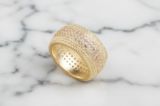 Wide Gold Pave Band Ring