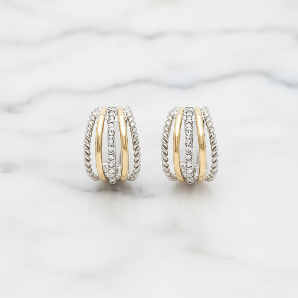 Two Tone 5-Row Earring